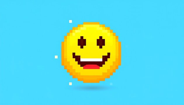 Delightful pixelated face with heart eyes expressing joy and pixelated animation