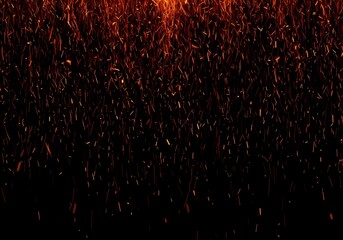 abstract fiery sparks falling against dark background