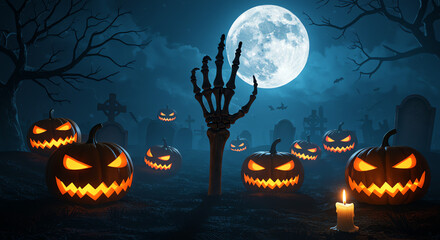 Fototapeta premium halloween background with pumpkins