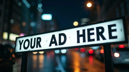 'Your ad here' on city light at night