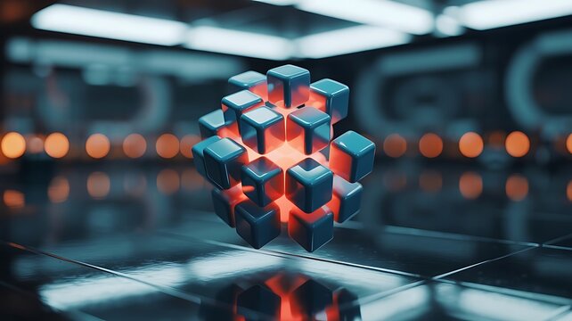 Futuristic Digital Light Background with Tech Elements