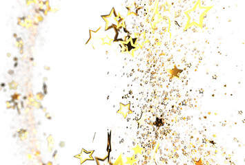 Sparkling gold stars burst across a white background, perfect for celebratory designs, holiday cards, and festive projects. Download now!