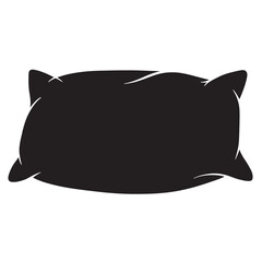 black and white silhouette of a pillow vector on a white background