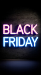 Obraz premium Neon sign displaying Black Friday sale in a dark setting