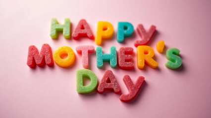 'Happy Mother's Day' colorful writing made of jellies