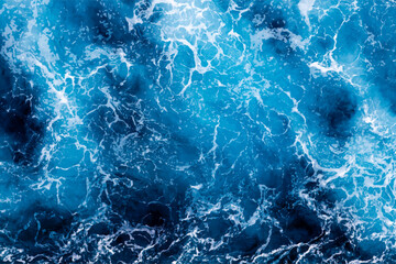Sea surface texture. Aerial view of mesmerizing water with foam. Can be used in covers, packaging, posters, textures, brochures, art and design projects. Amazing vector illustration.