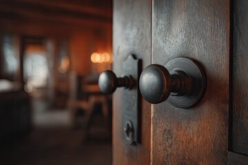 Obraz premium Close-up of antique door handles