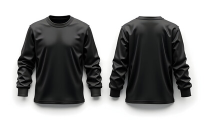 Displaying Black Long Sleeve Shirt Front and Back Isolated
