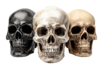 Artistic display of skull models concept isolated on transparent background