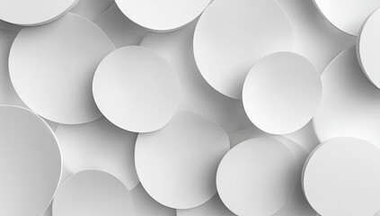 Abstract pattern of layered circles.  A multitude of overlapping circles in varying shades of white create a 3D effect