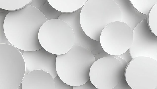 Abstract pattern of layered circles.  A multitude of overlapping circles in varying shades of white create a 3D effect