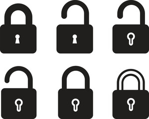 Lock Icon set. Security and authorized access concept. Data protection, restricted access, authorization, privacy. vector illustration lock security privacy protection access safety secure system.