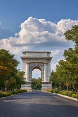 Fototapeta premium in heart of europe capital majestic historical monument stands tall against ultrabright clear blue sky