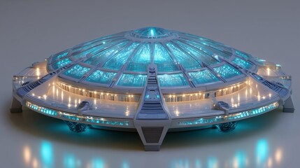 Abstract business technology: blue digital globe on a city background with lights