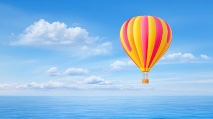 Fototapeta premium Yellow and pink hot air balloon