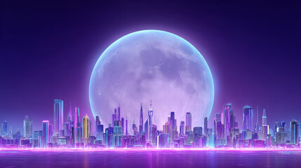 Neon lights of the future city