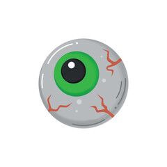Spooky Halloween eye on transparent background.Eye icon. Watercolour texture.Halloween sticker with watercolour texture.Design element for party,cartoon,decorations, web.Vector illustration.