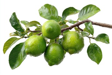 Fresh limes on branch with leaves