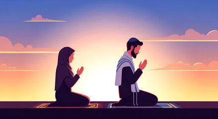 Obraz premium Praying Together A Couple's Spiritual Connection in Harmony