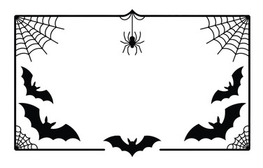 Fototapeta premium spooky Halloween party invitations with this decorative bat and spider frame