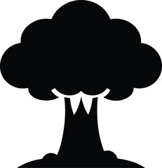 mushroom cloud nuclear bomb silhouette vector icon
