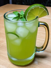 Caipirinha gelada na caneca iluminada gelada e deliciosa