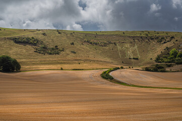 View of the South Downs and Long Man of Wilmington