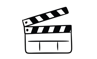 Fototapeta premium Simple black and white movie clapperboard ready for action, film industry concept