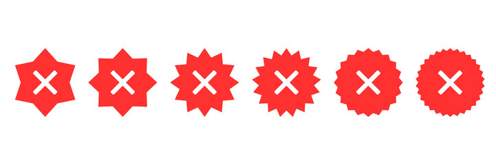 Obraz premium Set of cross icons, not verified, not approved, not correct, wrong icons set