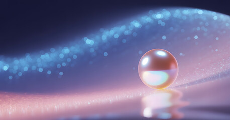Luminous Pearl: A mesmerizing luminous pearl resting in the ethereal embrace of soft, undulating waves of light. The pearl radiates its iridescence, captivating with its radiant beauty.