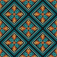 geometric tribal ethnic oriental ikat folklore diamonds traditional seamless pattern design for background carpet wallpaper clothing fabric wrapping 