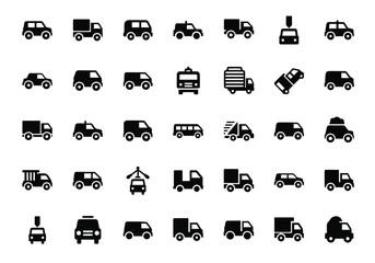 Collection of various truck and car icons