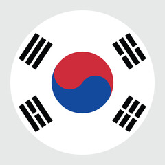 South Korea Circular Flag Grey Background