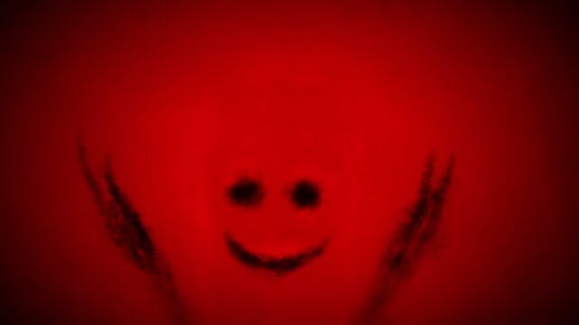 Horror collection 2D animation with scary faces. Monster from dark. Suicidal hanged man. Body torn from nuclear explosion. Spooky Halloween images. Blur effect and camera shake. Black red background.