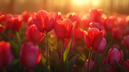Pastoral Tulip Field Capturing the Essence of Springtime Wind