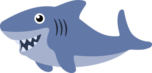 Shark vector. Symbol, fish, animal, sea, cute