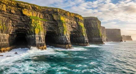 Majestic coastal cliffs sculpted by time and tide showcasing natures powerful artistry along the