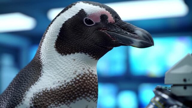 close up of a penguin