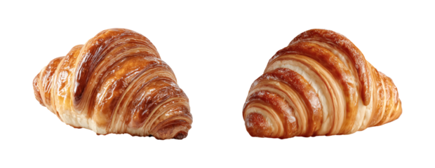 Golden croissants freshly baked ready for breakfast and pastry shops everywhere delicious pastry treat isolated on png transparent background