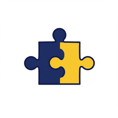 Obraz premium Graphic illustration of a blue and yellow jigsaw puzzle connecting, a symbol for integration, synergy, and strategic solutions in business and teamwork