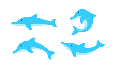 Dolphin vectors. Symbol, animal, sea, cute