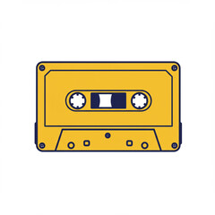 Fototapeta premium Yellow Audio Cassette on White Background A Vintage Music Nostalgia