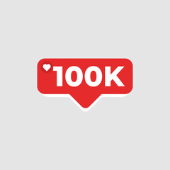 100K Likes Social Media Notification Icon