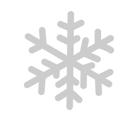 Frozen snowflake icon, icy crystal shape for winter decoration, seasonal holiday ornament, frosty cold weather element, festive symbol isolated on white background flat vector illustration.