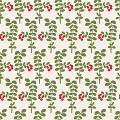 Cowberry seamless pattern in retro style. Vintage wallpaper print and texture for interior or home design. Rural and countryside aesthetic.