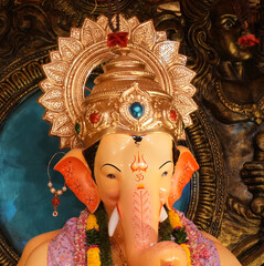 Lalbaugcha Raja Ganesh Idol closeup in Mumbai