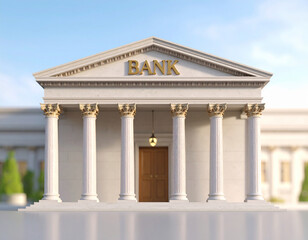 Naklejka premium Bank building facade with classical columns, finance and economy concept, stock photo