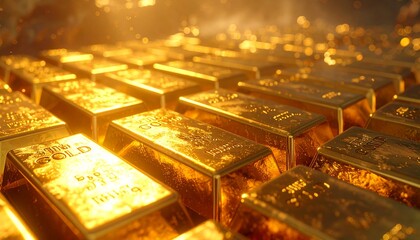 無数に積まれた金塊の写真