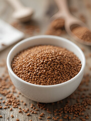 Brown Flaxseeds in a Bowl