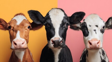 Three cows close up studio portrait